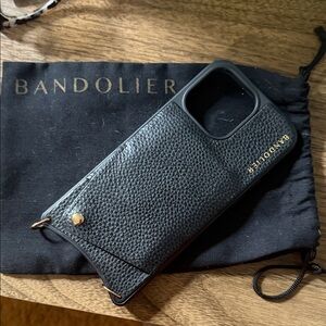 Bandolier Emma - 14 Pro Max Black Leather Phone Case